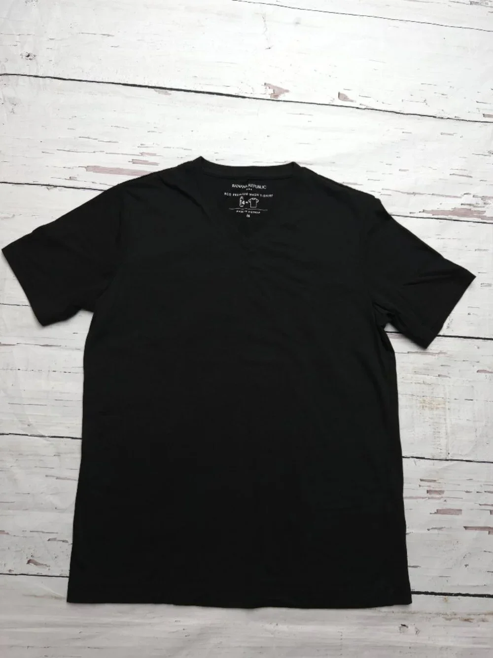 Banana Republic Eco Premium Wash V-Neck T-Shirt Black M Minimalist Basic